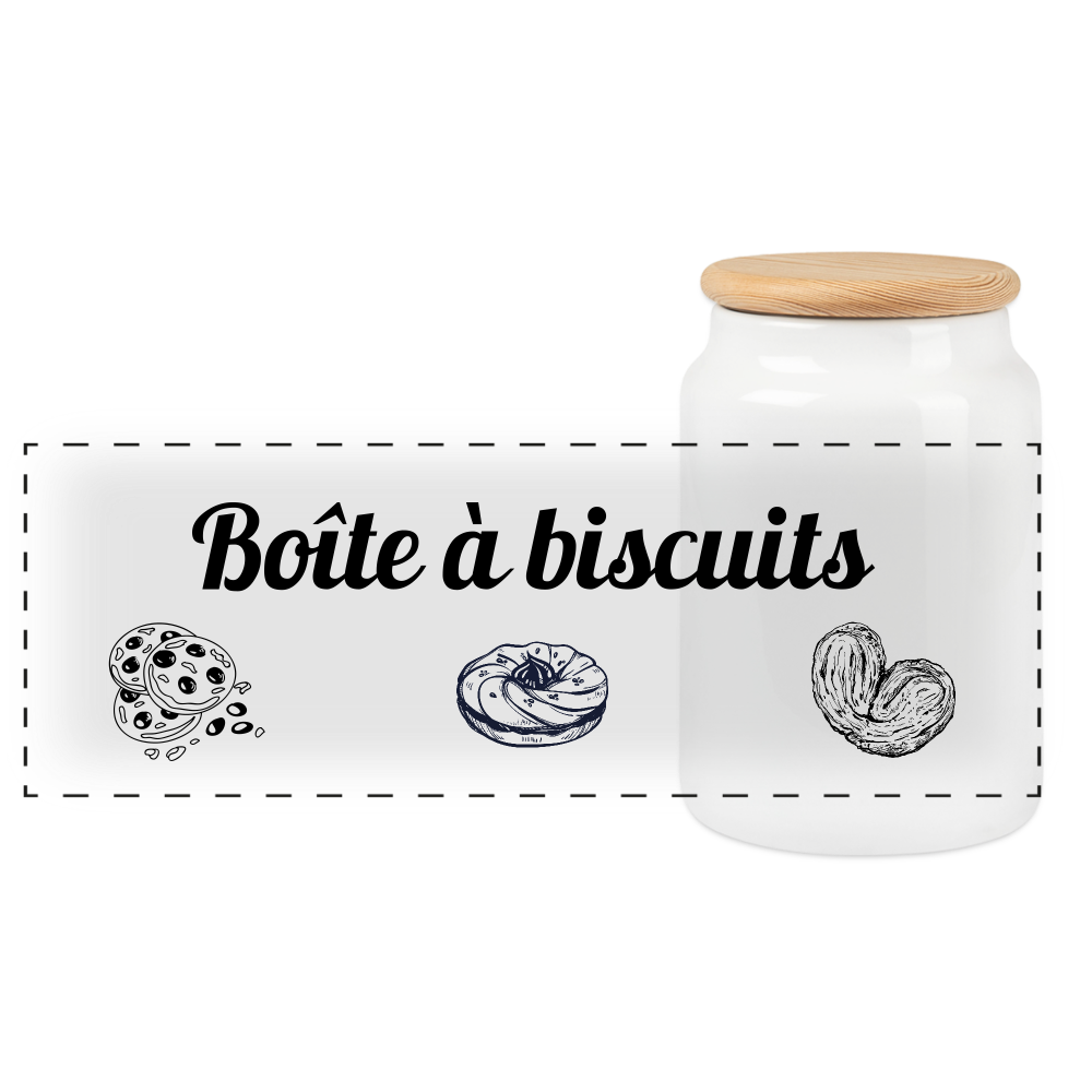 Boîte à biscuits avec couvercle en bois - blanc