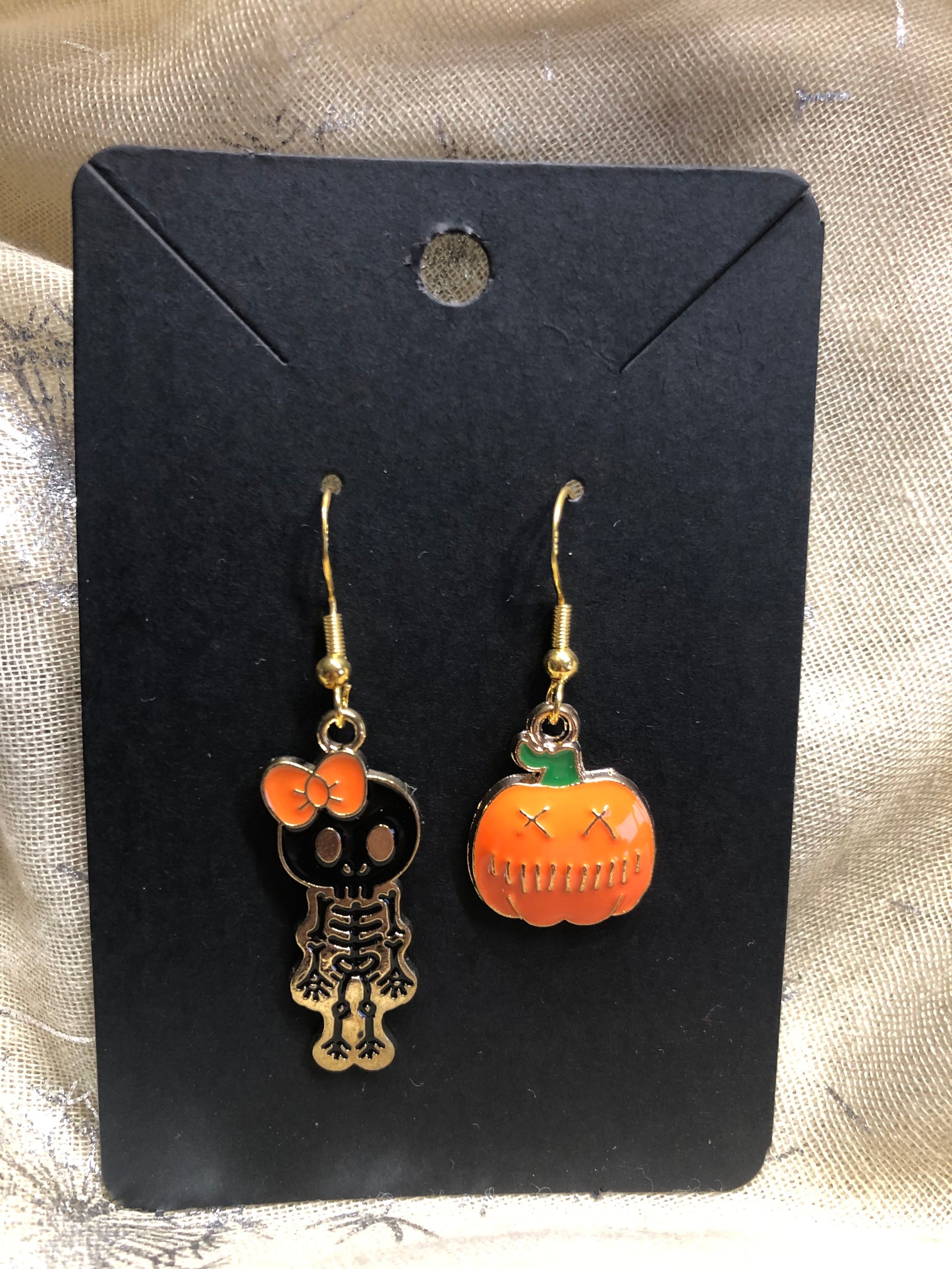 Boucles d’oreilles Squelette Citrouille