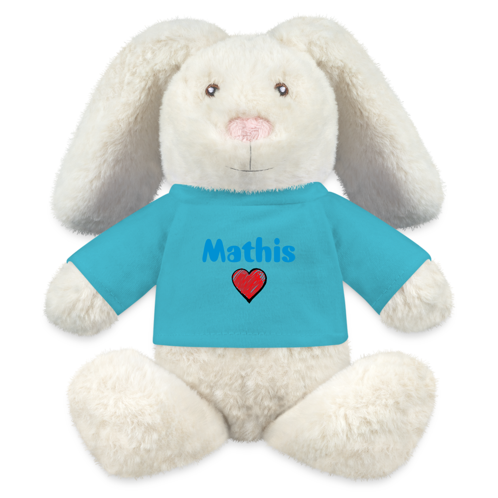 Lapin en peluche recyclé MiniFeet® Crème - bleu outremer