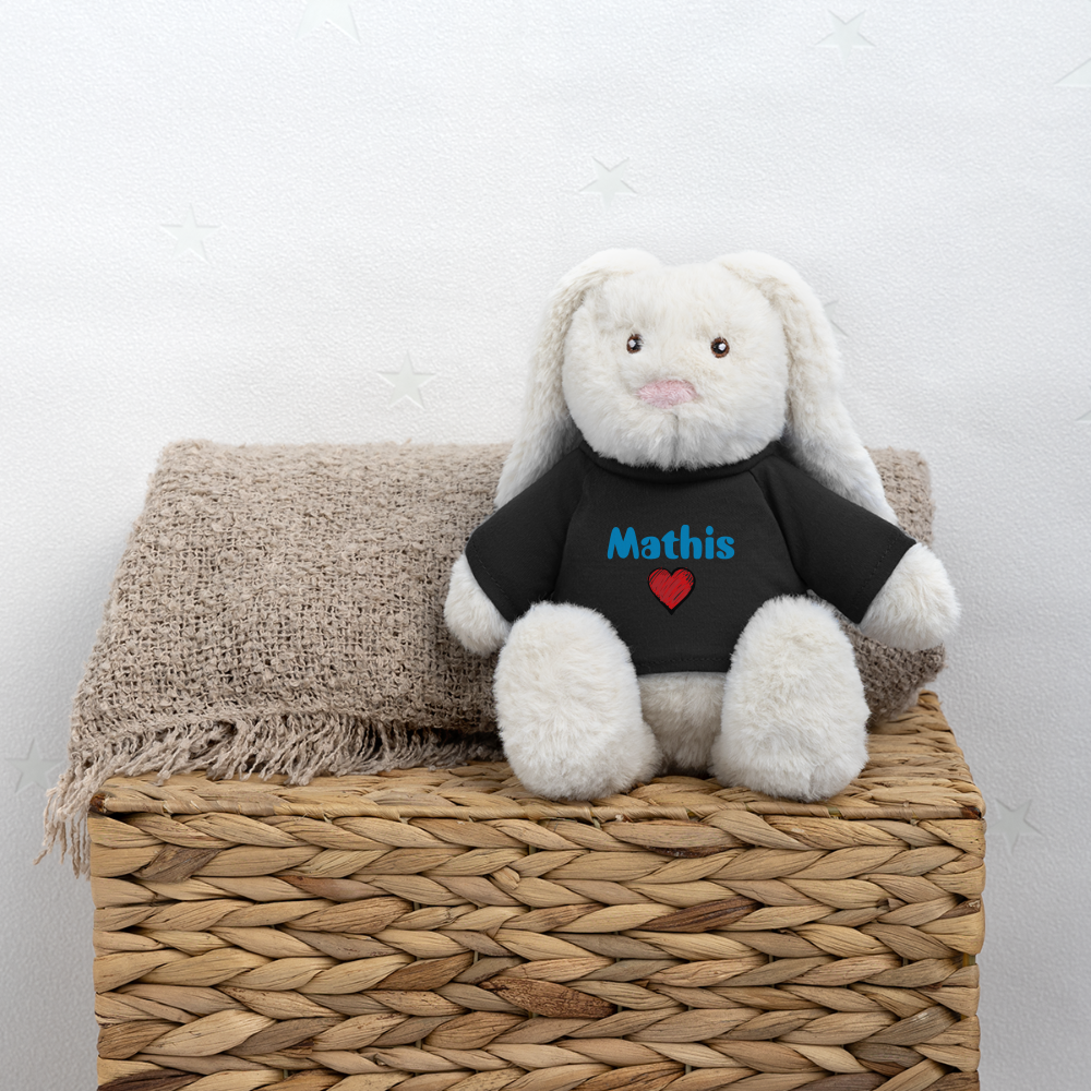 Lapin en peluche recyclé MiniFeet® Crème - noir