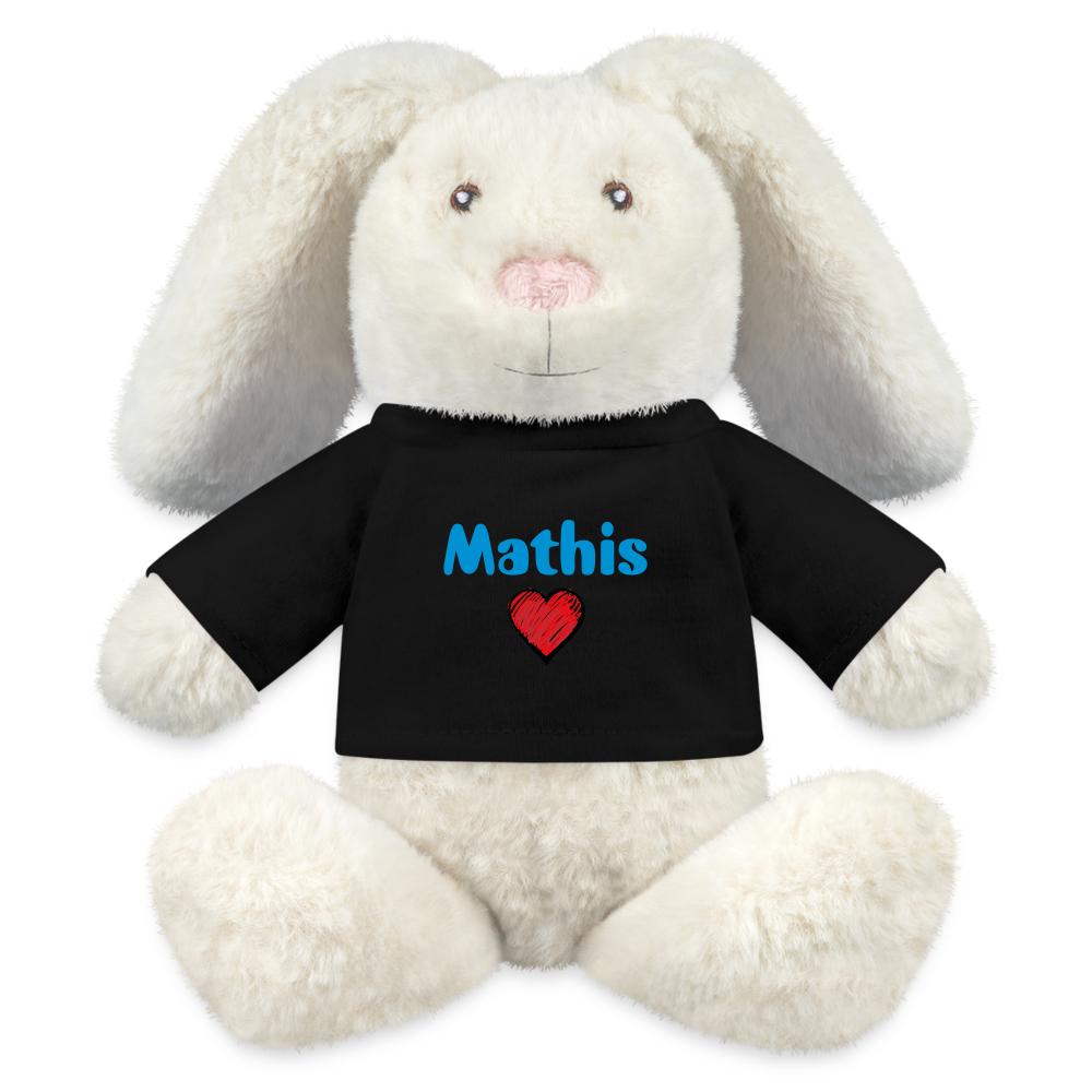 Lapin en peluche recyclé MiniFeet® Crème - noir