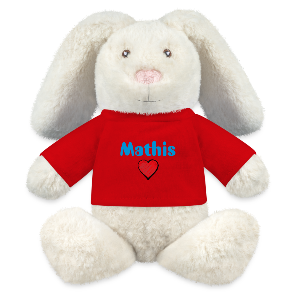 Lapin en peluche recyclé MiniFeet® Crème - rouge