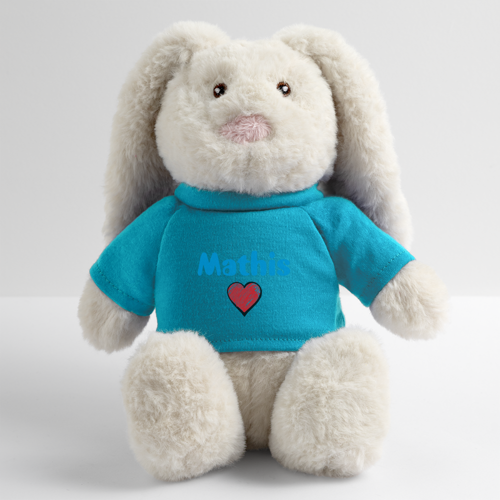 Lapin en peluche recyclé MiniFeet® Crème - bleu outremer
