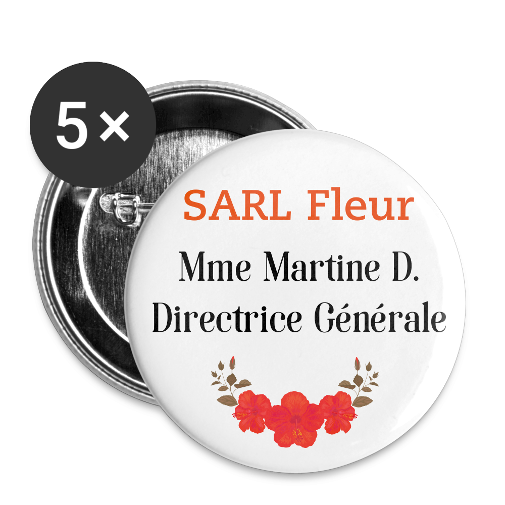 Lot de 5 petits badges (25 mm) - blanc