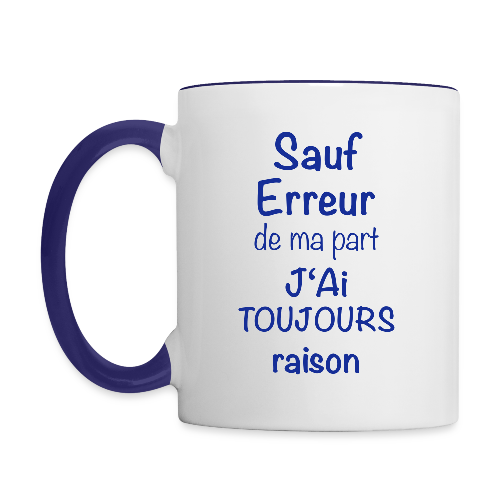 Mug contrasté - blanc/bleu cobalt