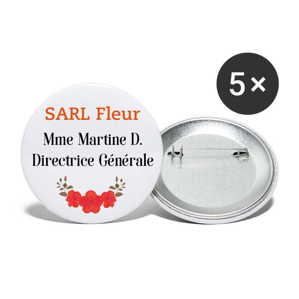 Lot de 5 petits badges (25 mm) - blanc