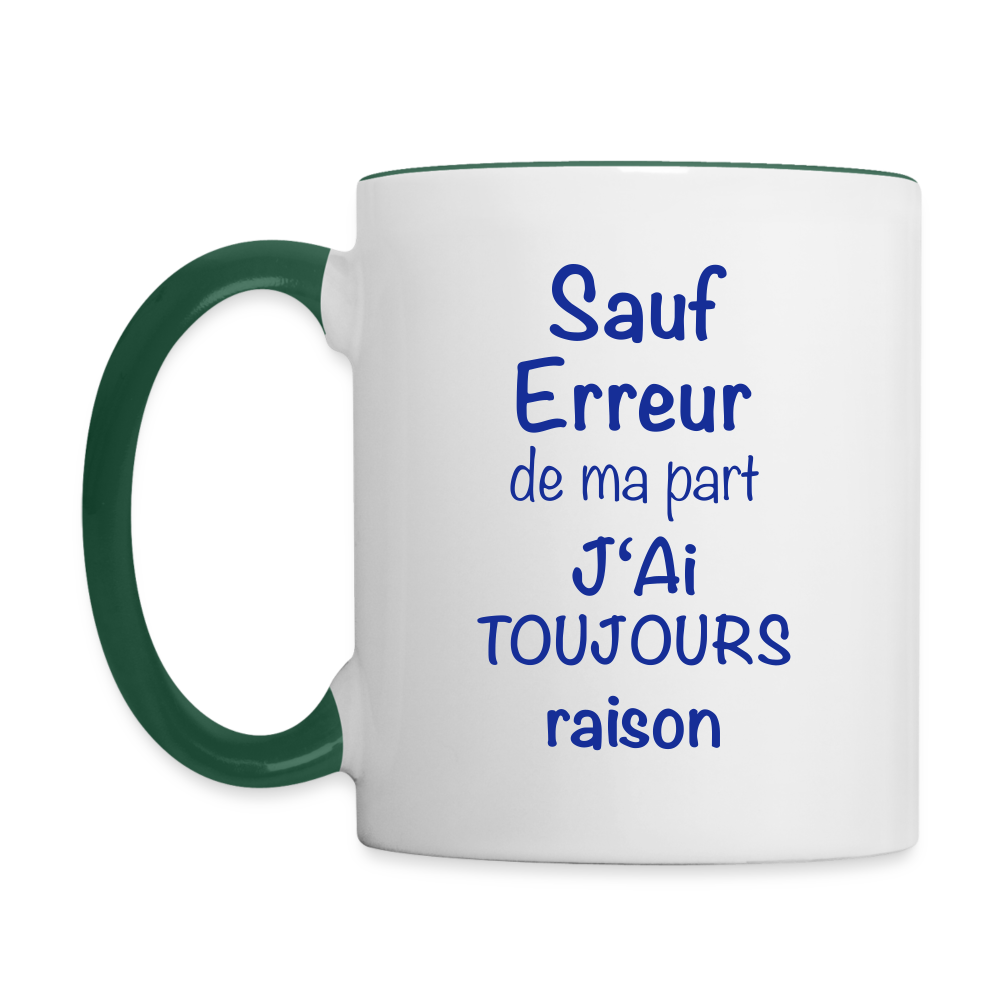 Mug contrasté - blanc/vert foncé