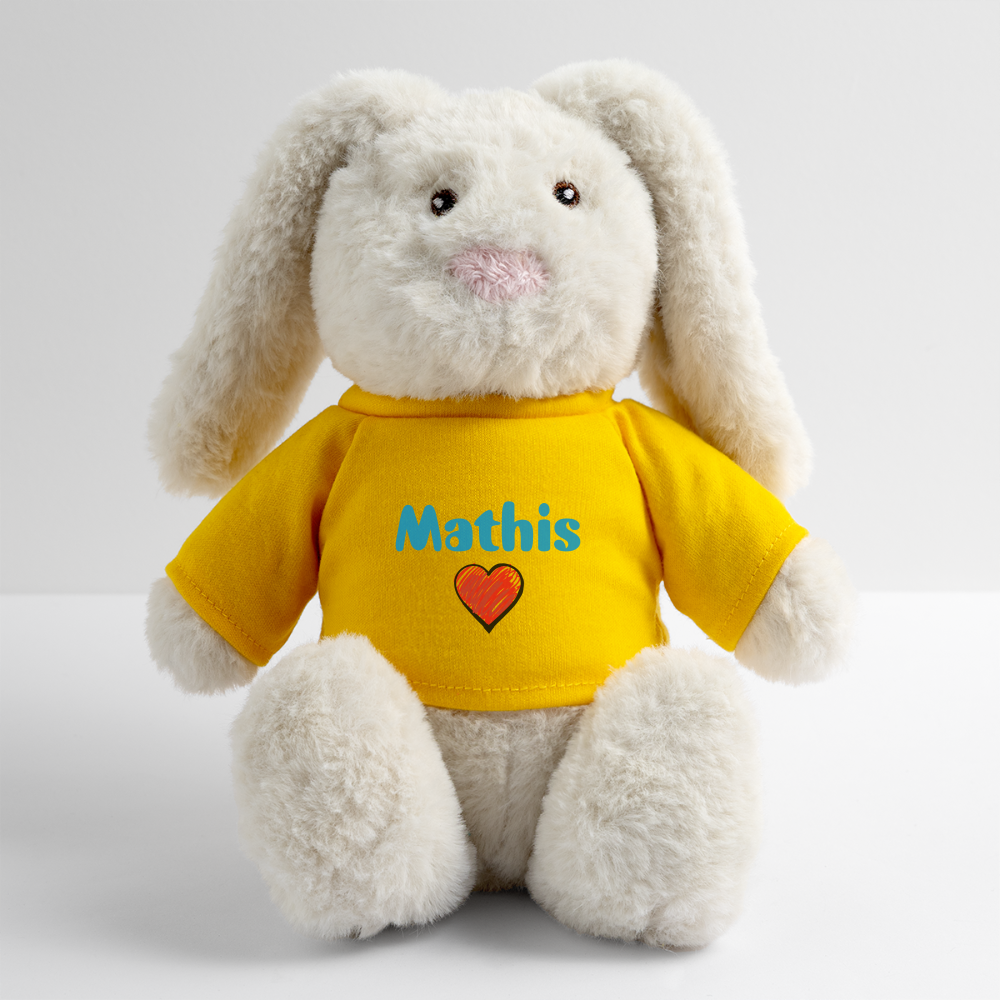 Lapin en peluche recyclé MiniFeet® Crème - jaune soleil